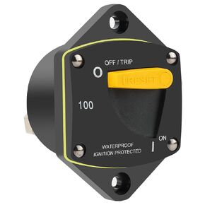 GLOSO Circuit Breaker Switches Manual Reset Waterproof Audio Radio Solar System Boat Truck Marine Automotive Stud 5/16“ Panel Mount 50A