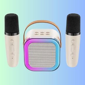Mini Karaoke Machine with Two Microphones (Pink)