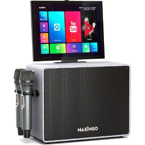 آلة الكاريوكي الاحترافية مع شاشة عرض كلمات للبالغين ، وميكروفونات لاسلكية ، ونظام مكبر صوت بلوتوث المحمولة بتقنية Bluetooth مع جهاز توصيل مقاس 15 بوصة مع Android & WiFi ، ALTO X6 in Kuwait