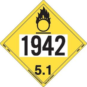 Labelmaster ZEZ61942 UN 1942 Oxidizer Hazmat Placard, E-Z Removable Vinyl (Pack of 25)