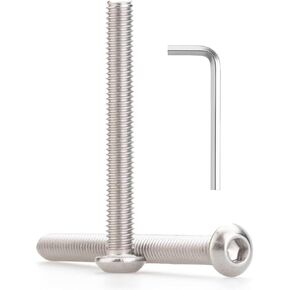 M3 x 45mm 40 Pcs Button Head Socket Cap Screws, 304 Stainless Steel (18-8), Fully Threaded, Bright Finish, Allen Hex Drive, Includes Hex Wrench, for Furniture, DIY, 3D Printing in Kuwait