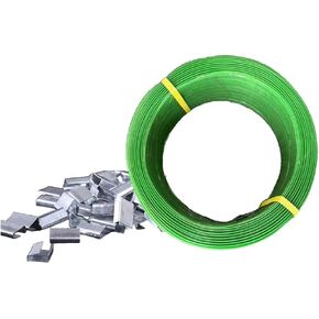 Clear Banding Strapping, Pallet Strap, Poly Strapping, Plastic Strapping Kit Include Pallet Packaging Strapping Tool, Sealer Tools 1000' Length x 5/8" Wide and 100 Metal Seals (with Tool)
