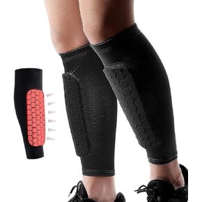 Soccer Shin Guards Shin Pads for Kids Youth Adult, Calf Compression Sleeve with Honeycomb Pads, Support for Shin Splint Baseball Boxing Kickboxing MTB, Lightweight(1PAIR)
