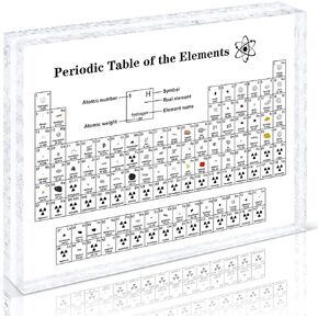 Giftota Periodic Large Table with Real Elements Inside, Real Periodic Table of 83 Elements, Acrylic Periodic Table Display with Elements Samples, Chemistry Gifts Crafts Decor for Kids Adults Teacher