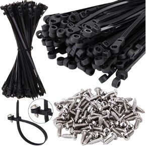 شاب 100 PCS التعادل السحاب البلاستيكي مع فتحة المسمار 7.5 بوصة و 100 PCS M5 × 8 مم مسمار الترباس 304 الفولاذ المقاوم للصدأ ، 50 رطلا رأس الكابلات الرأس UV مقاوم نايلون العلاقات