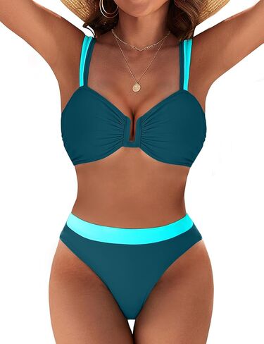 BMJL طقم بيكيني نسائي عالي الخصر مكون من قطعتين ملابس سباحة متواضعة صفيق in Kuwait