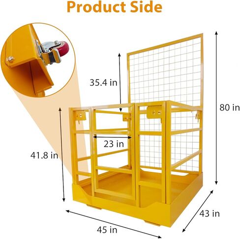 قفص أمان للرافعة الشوكية مقاس 43 بوصة × 45 بوصة، ومنصة عمل للرافعة الشوكية بقدرة 1400 رطل مع حزام أمان، ومنصة جوية قابلة للطي لرفع اللودر in Kuwait
