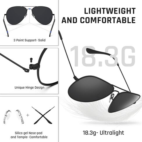 TOREGE Polarized Aviator Sunglasses for Men and Women Mirrored Lens Metal Frame Cycling Driving Traveling Beach Glasses 3026 in Kuwait