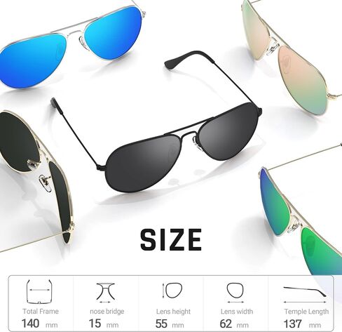 TOREGE Polarized Aviator Sunglasses for Men and Women Mirrored Lens Metal Frame Cycling Driving Traveling Beach Glasses 3026 in Kuwait