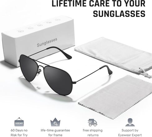 TOREGE Polarized Aviator Sunglasses for Men and Women Mirrored Lens Metal Frame Cycling Driving Traveling Beach Glasses 3026 in Kuwait