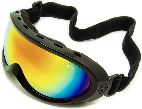 GloFX Ski Goggles - Cyberpunk Reflective Glasses, Full-Face Design, Comfort Foam Padding, Adjustable Strap, UV Protection in Saudi Arabia