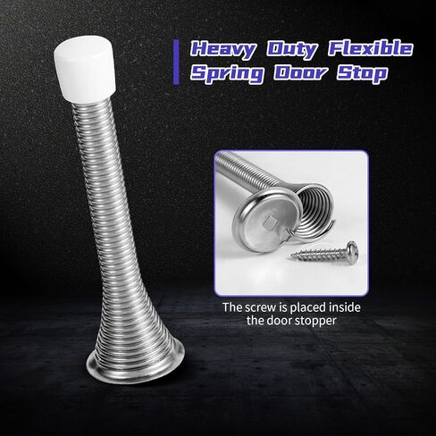 12 Pack Spring Door Stoppers 3-2/5" Heavy Duty Flexible Satin Nickel Door Stop with Rubber Tip for Wall and Door Protection in Saudi Arabia