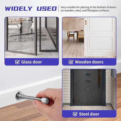 12 Pack Spring Door Stoppers 3-2/5" Heavy Duty Flexible Satin Nickel Door Stop with Rubber Tip for Wall and Door Protection in Saudi Arabia
