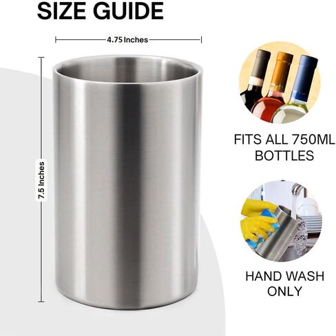 Wine Chillers for Bottles-Premium 750ml Champagne& Wine Bucket, Double Wall Insulated Stainless Steel Wine Bucket to Keep Wine Cool, Ideal Gifts for Party,Bar & Wine Lovers in Saudi Arabia