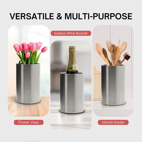 Wine Chillers for Bottles-Premium 750ml Champagne& Wine Bucket, Double Wall Insulated Stainless Steel Wine Bucket to Keep Wine Cool, Ideal Gifts for Party,Bar & Wine Lovers in Saudi Arabia
