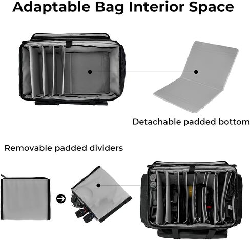 Vangoa Cable Organizer Bag Large DJ Bag with 8 Detachable Dividers and 10 Cable Storage Ties for DJ Equipment, Musical Accessories, for Laptop, Mic, Padded DJ Cables Gig Bag, Gray in Saudi Arabia