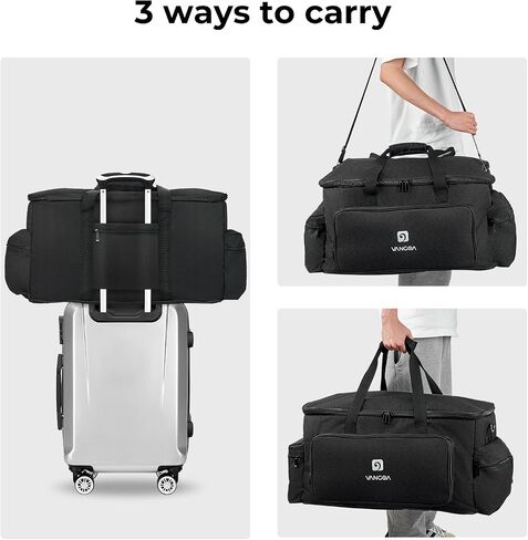 Vangoa Cable Organizer Bag Large DJ Bag with 8 Detachable Dividers and 10 Cable Storage Ties for DJ Equipment, Musical Accessories, for Laptop, Mic, Padded DJ Cables Gig Bag, Gray in Saudi Arabia