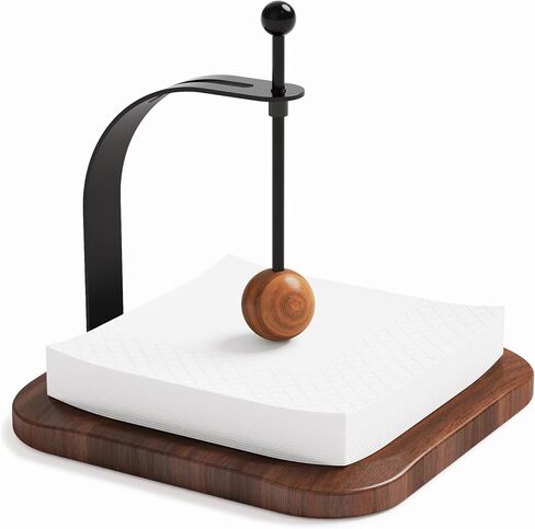 Walnut Napkin Holder for Table Wood Square Napkin Dispenser with Metal Cocktail Napkin Holder, Suitable for Kitchen, Restaurant, Bar, Office, Parties, Home Décor (Black Walnut Wood) in Kuwait