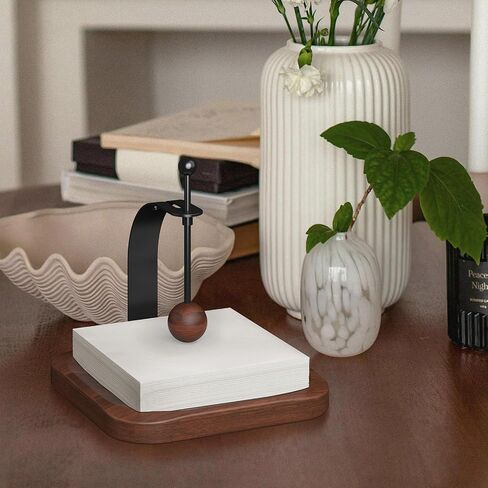 Walnut Napkin Holder for Table Wood Square Napkin Dispenser with Metal Cocktail Napkin Holder, Suitable for Kitchen, Restaurant, Bar, Office, Parties, Home Décor (Black Walnut Wood) in Kuwait
