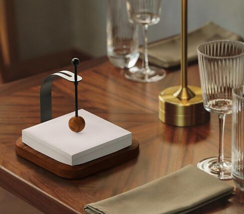 Walnut Napkin Holder for Table Wood Square Napkin Dispenser with Metal Cocktail Napkin Holder, Suitable for Kitchen, Restaurant, Bar, Office, Parties, Home Décor (Black Walnut Wood) in Kuwait