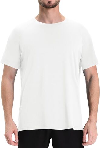 Workout Mens Shirts - Black Dry Fit Gym Short Sleeve Moisture Wicking T Shirts for Running Athletic Casual Work in Saudi Arabia