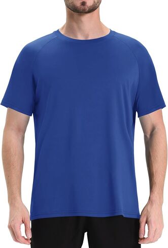 Workout Mens Shirts - Black Dry Fit Gym Short Sleeve Moisture Wicking T Shirts for Running Athletic Casual Work in Saudi Arabia