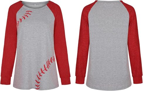 Baseball Shirt for Womens Crewneck Raglan Patchwork Pullover Long Sleeve Baseball Mom Tee Shirts in Kuwait