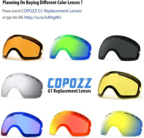 عدسات بديلة لنظارات التزلج COPOZZ G1، عدسات نظارات التزلج على الجليد، عدسات حماية مزدوجة الطبقات ضد الضباب والأشعة فوق البنفسجية فقط in Saudi Arabia