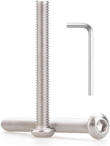 M3 x 45mm 40 Pcs Button Head Socket Cap Screws, 304 Stainless Steel (18-8), Fully Threaded, Bright Finish, Allen Hex Drive, Includes Hex Wrench, for Furniture, DIY, 3D Printing in Kuwait