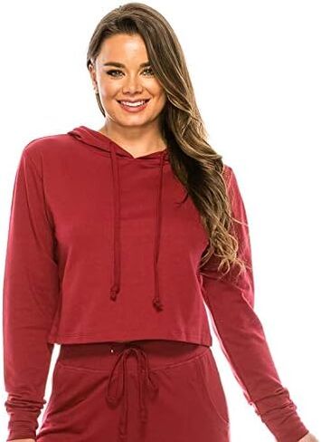 Women’s CROPPED HOODIE PULLOVER Cotton Blend Active Yoga Lounge Casual Wear in Saudi Arabia