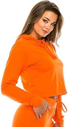 Women’s CROPPED HOODIE PULLOVER Cotton Blend Active Yoga Lounge Casual Wear in Saudi Arabia