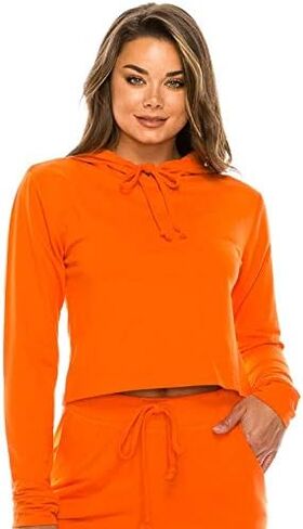 Women’s CROPPED HOODIE PULLOVER Cotton Blend Active Yoga Lounge Casual Wear in Saudi Arabia