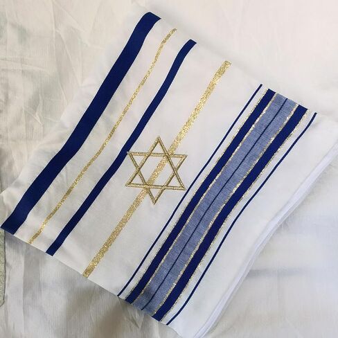 Prayer Shawl for Jews, Hand Knitted, 4 Color Options, Thoughtful Gift, RED, average size, Blue in Kuwait