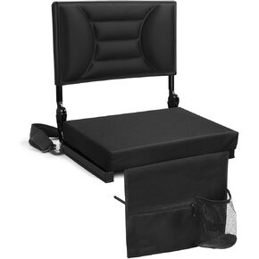 Stadium Seats with Back Support Bleacher Chairs with Back and Cushion, Upgraded Comfy Stadium Chairs for Bleachers with 2 Height Back Support, Foldable Portable Bleacher Seats with Backs and Cushion