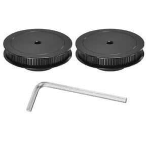 MECCANIXITY 2GT Pulley 80 Teeth 5mm Bore Aluminum Timing Pulley Wheel for 6mm Width 80T Timing Belt with Hexagonal Wrench for 3D Printer, CNC, Timing Belt-2 Pcs Black