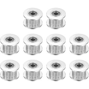 MECCANIXITY 2GT Idler Pulley 20 Teeth 3mm Bore Aluminum Timing Pulley Wheel for 6mm Width 20T Timing Belt for 3D Printer, CNC, Timing Belt-10 Pcs Silver