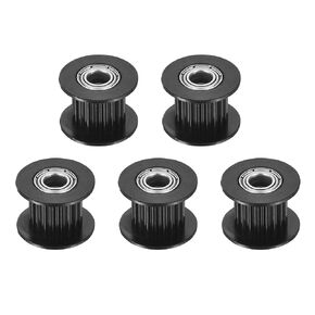MECCANIXITY 2GT Idler Pulley 20 Teeth 5mm Bore Aluminum Timing Pulley Wheel for 10mm Width 20T Timing Belt for 3D Printer, CNC, Timing Belt-5 Pcs Black