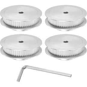 MECCANIXITY 2GT Pulley 60 Teeth 5mm Bore Aluminum Timing Pulley Wheel for 6mm Width 60T Timing Belt with Hexagonal Wrench for 3D Printer, CNC, Timing Belt-4 Pcs Silver