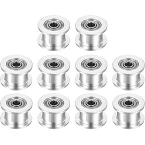 MECCANIXITY 2GT Idler Pulley Toothless 3mm Bore Aluminum Timing Pulley Wheel for 6mm Width Timing Belt for 3D Printer, CNC, Timing Belt-10 Pcs Silver