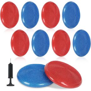8 Pcs Glitter Wiggle Seat for Sensory Kids Inflated Wobble Cushion for Kids Flexible Balance Pad Balance Disc Sensory Seat with Air Pump for Sensory Pad for Fitness Physical Exercise Home School