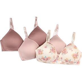 TAHARI Girls' 3-Pack Molded Wire-Free Training Bras – Adjustable Straps, Soft & Comfortable, Ideal for Teens & Beginners