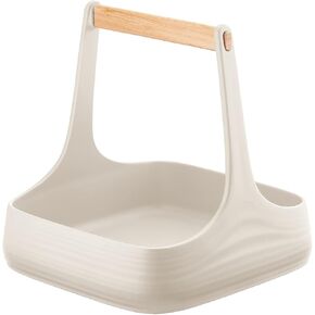 Guzzini Tierra 8.6" Table Caddy with Handle - Milk White - 100% Recycled Plastic - Unbreakable, BPA-Free, All-Purpose for Art Craft Supplies, Makeup, Kitchen Condiments, Makeup, Bathroom, Cleaning