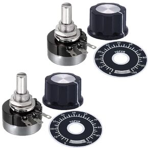 2PCS RV24YN20S B102 1K ohm Single Turn Carbon Film Rotary Taper Potentiometer+2PCS A03 Knob + 2PCS Dials