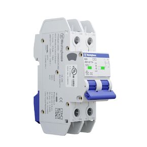 Westinghouse UL 489 AC Miniature Circuit Breaker, 2 Amp, 2 Pole, C Curve, 10kA, 480Y/277V AC, 125V DC, Non-Polarized, UL Listed, DIN Rail Breaker with Thermal Magnetic Trip