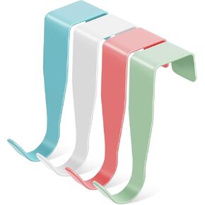 4pcs Over Door Hooks - Space Saving Cabinet Hooks for Kitchen and Bathroom, Stainless Steel Double Layer Design, Ideal for Towels, Coats, and Utensils