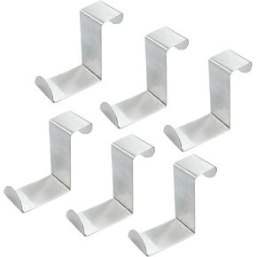 Hordion 6 Pcs Over Cabinet Door Hooks Z-Shaped Hanging Hooks, Dual Head Drawer Towel Hooks Fits 3/4" and 1-3/4", Stainless Steel Door Hangers Hooks for Kitchen Bathroom Bedroom