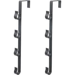 MY MIRONEY 2PCS Vertical Over The Door Hooks 4 Layers Coat Hooks Hardware Metal Towel Hats Hanger No Drilling Over Door Clothes Rack, Black