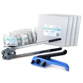 IDL Packaging - BM.PSK.58.800 5/8" x 800' Polyester (PET) Strapping Kit, 1400 lbs. Break Strength - Include Consumables for up to 400 Strapping Cycles