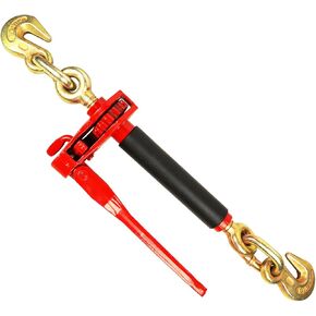 ENJ 4 Pack Folding Handle Load Binder with 2 Grab Hooks, for 5/16-3/8 Grade 70 Transport Chain, Load Binder with 19,000 Pound Working Load Limit