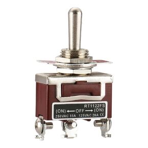 Baomain Toggle Switch SPDT Momentary 3 Position ON/Off/ON 250VAC/15A 125VAC/20A 1/2" mounting Hole 3 Screw Terminal RT-1122FS (1)